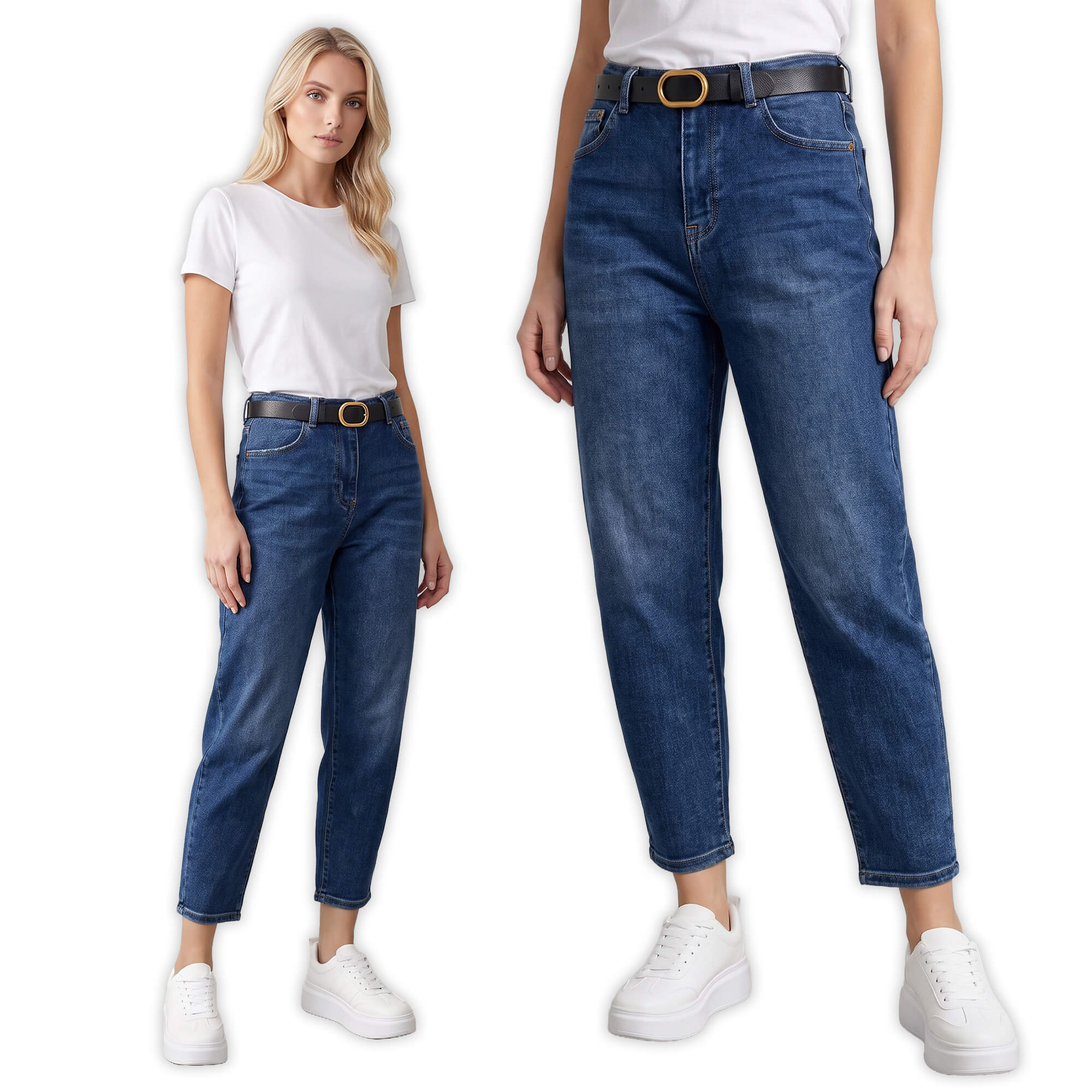 Spodnie jeans damskie M.Sara Balloon C.Niebieskie - J261613