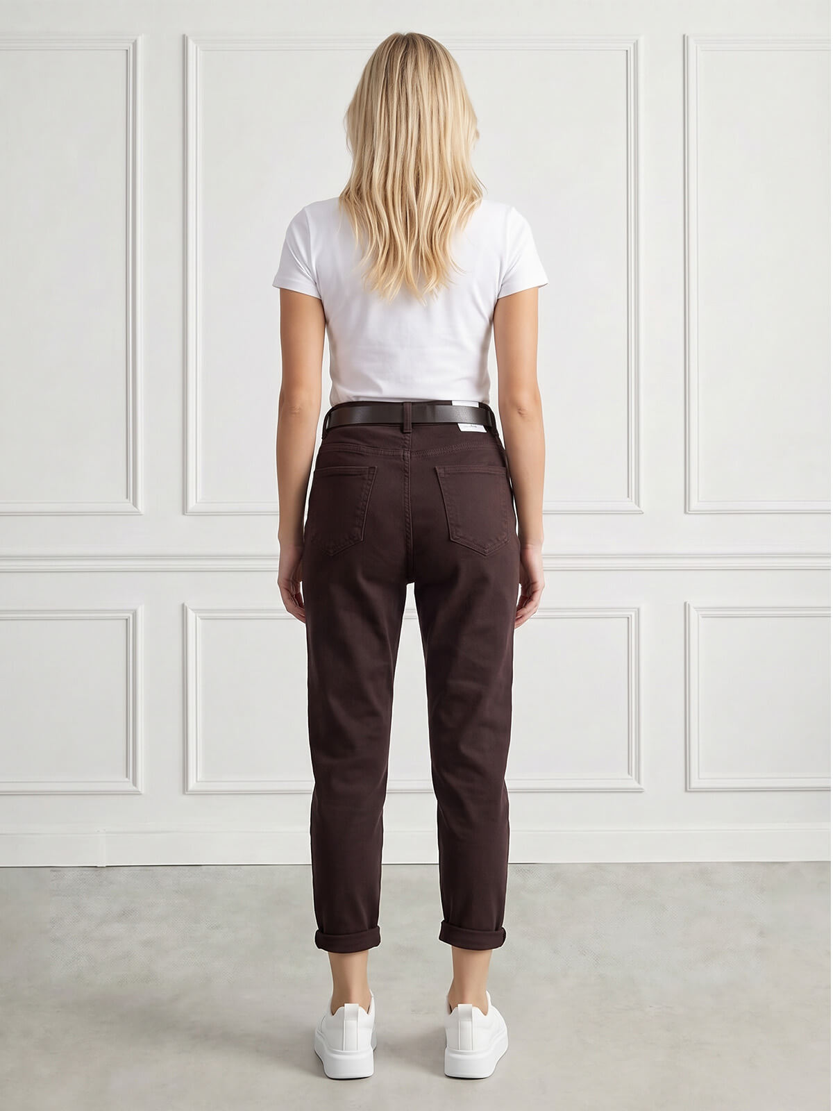 Spodnie jeans damskie M.Sara Boyfriend wysoki stan Czekoladowe - J261608.jpg