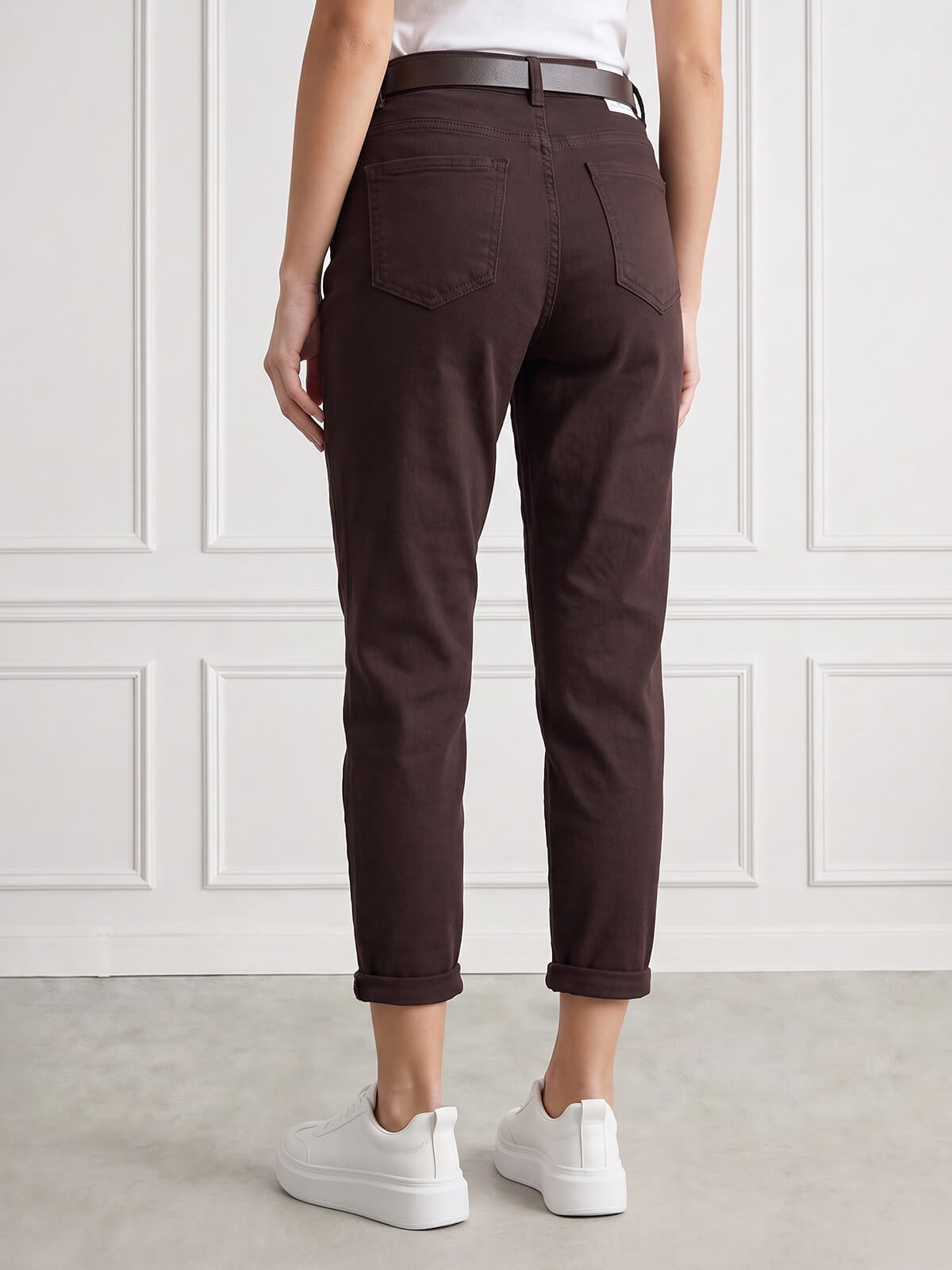 Spodnie jeans damskie M.Sara Boyfriend wysoki stan Czekoladowe - J261608.jpg