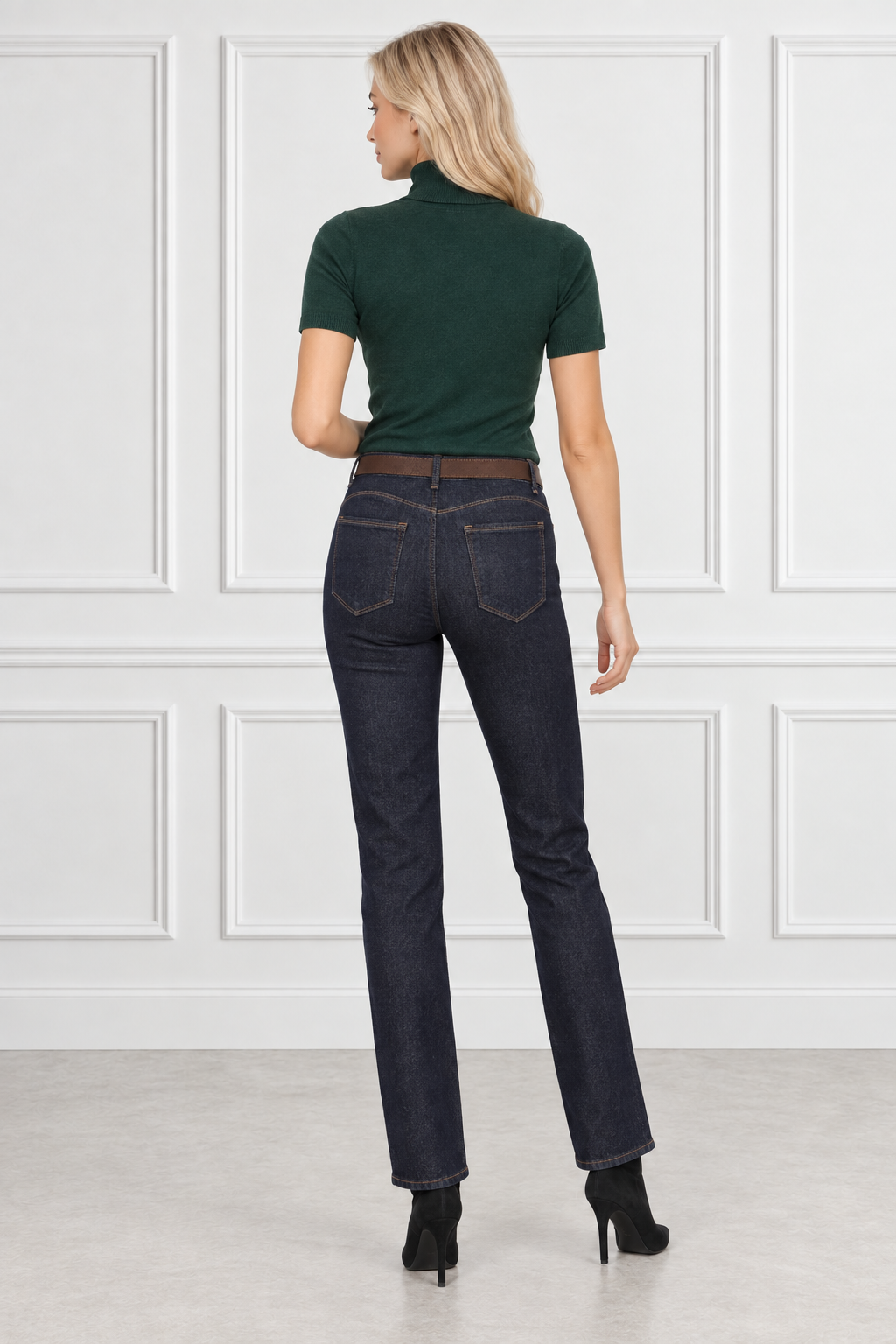 Spodnie jeans M.Sara prosta wąska nogawka Granatowe - J261848