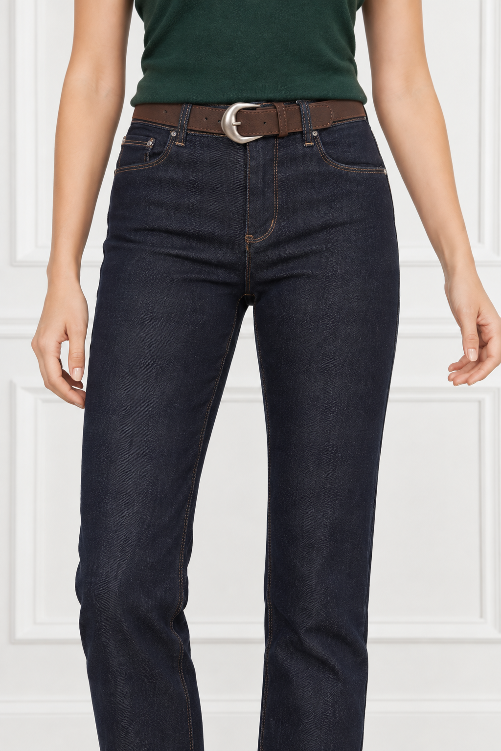 Spodnie jeans M.Sara prosta wąska nogawka Granatowe - J261848