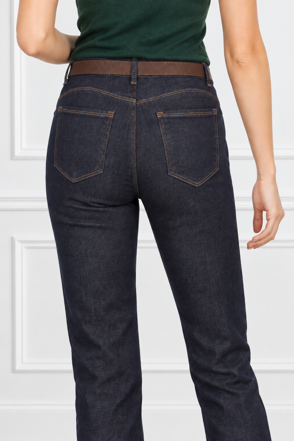 Spodnie jeans M.Sara prosta wąska nogawka Granatowe - J261848