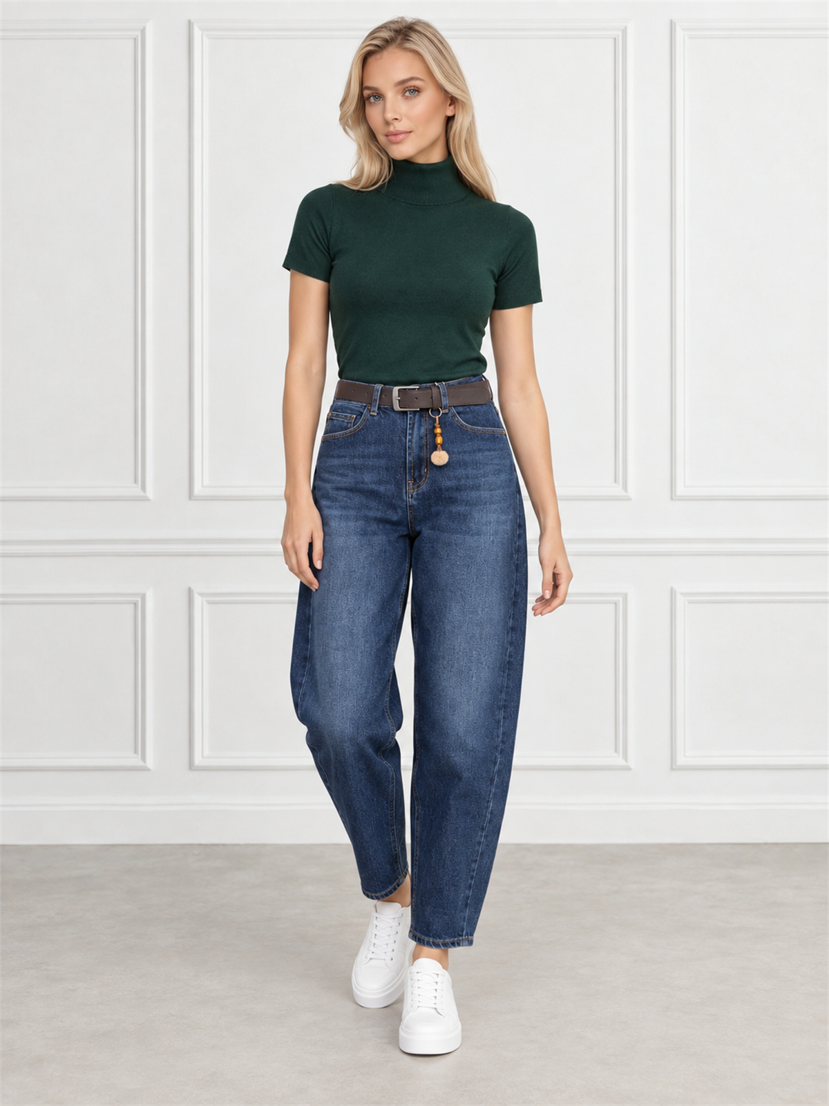 Spodnie jeans damskie M.Sara Balloon Granatowe - J261855