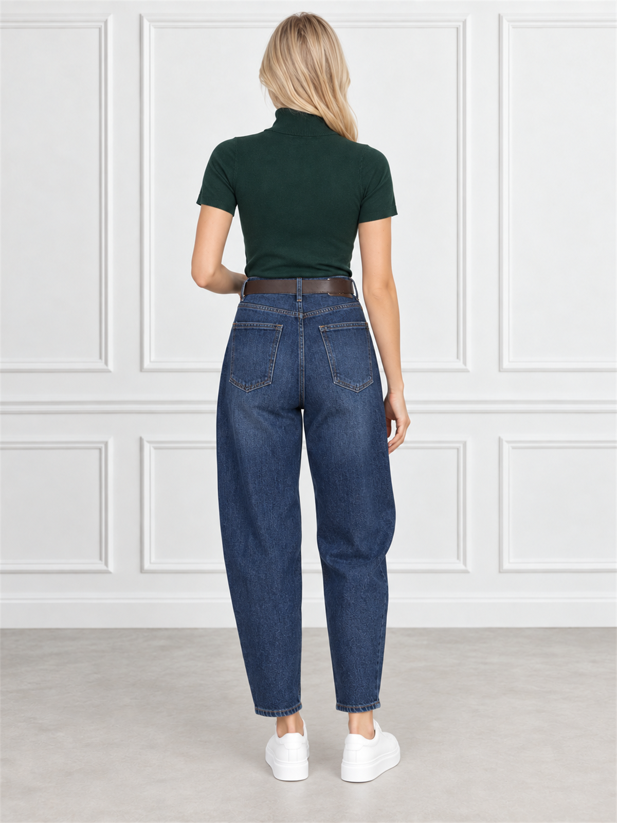 Spodnie jeans damskie M.Sara Balloon Granatowe - J261855