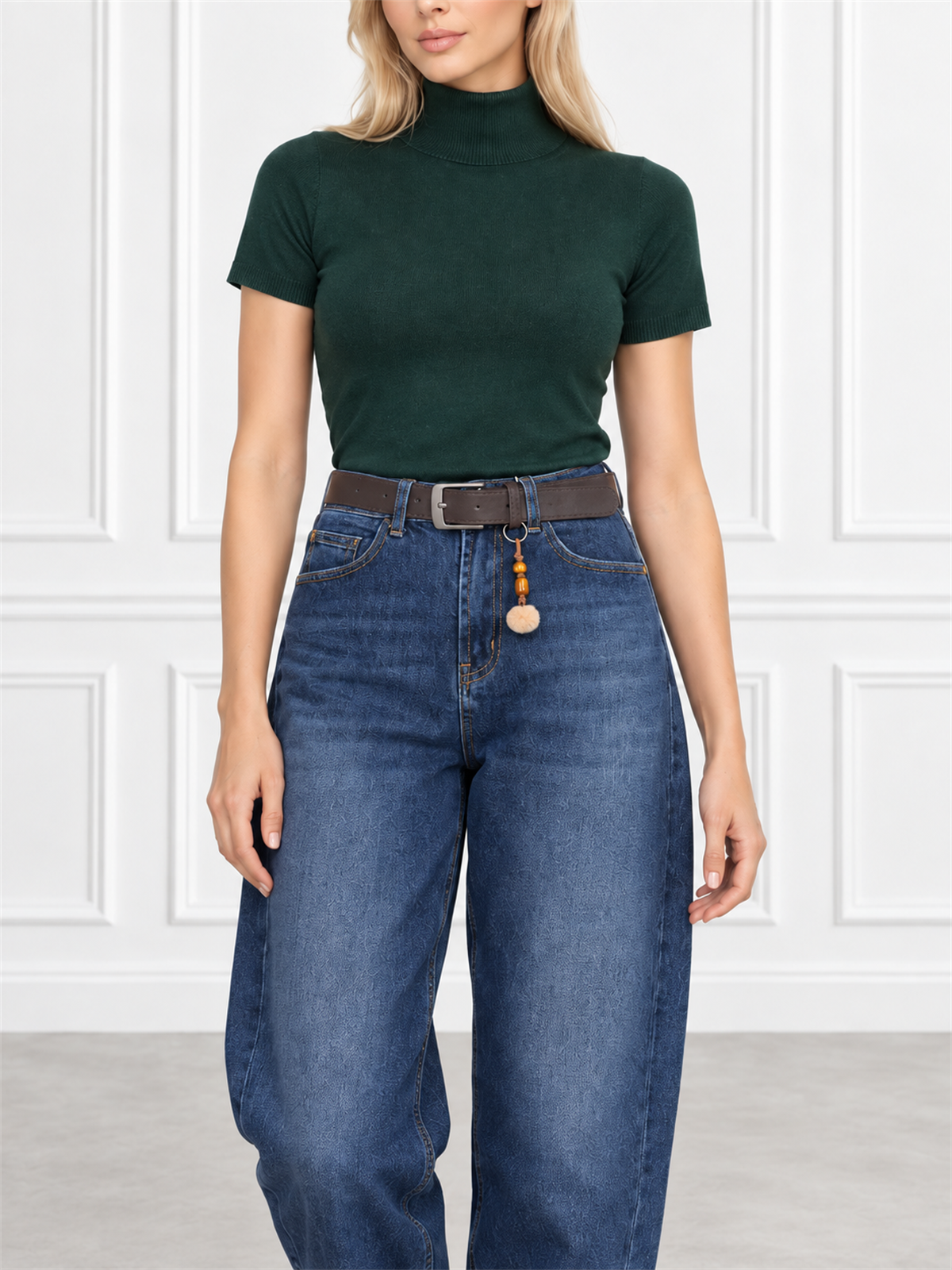 Spodnie jeans damskie M.Sara Balloon Granatowe - J261855