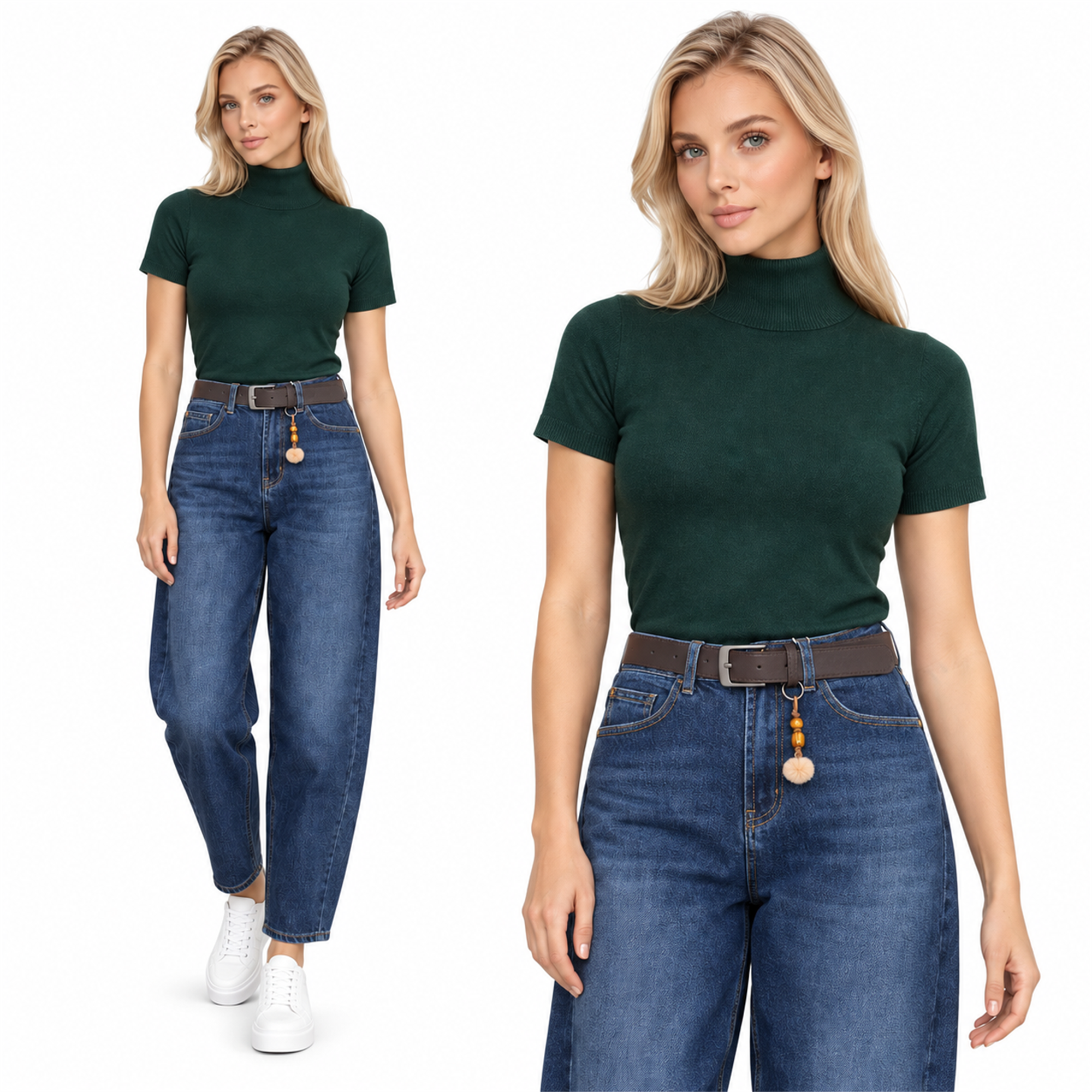 Spodnie jeans damskie M.Sara Balloon Granatowe - J261855