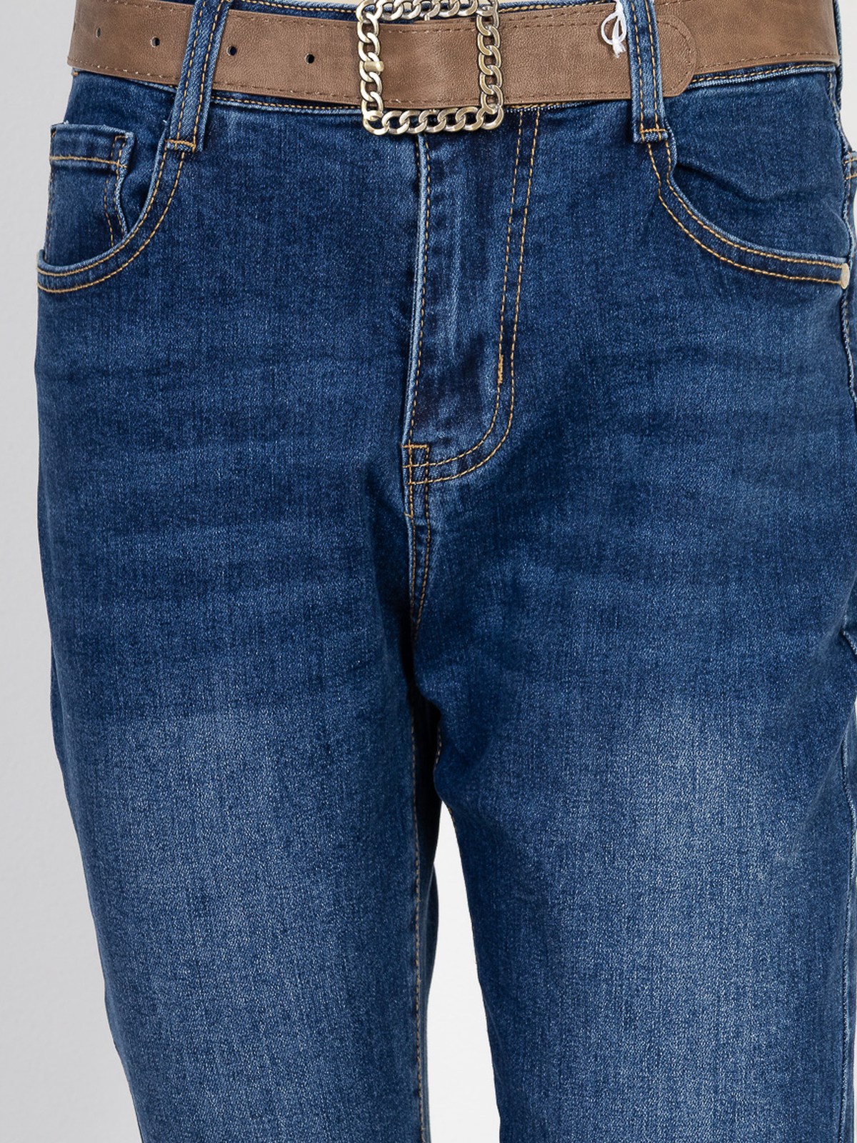 Spodnie jeans damskie M.Sara Boyfriend wysoki stan Ciemnoniebieskie - J262022