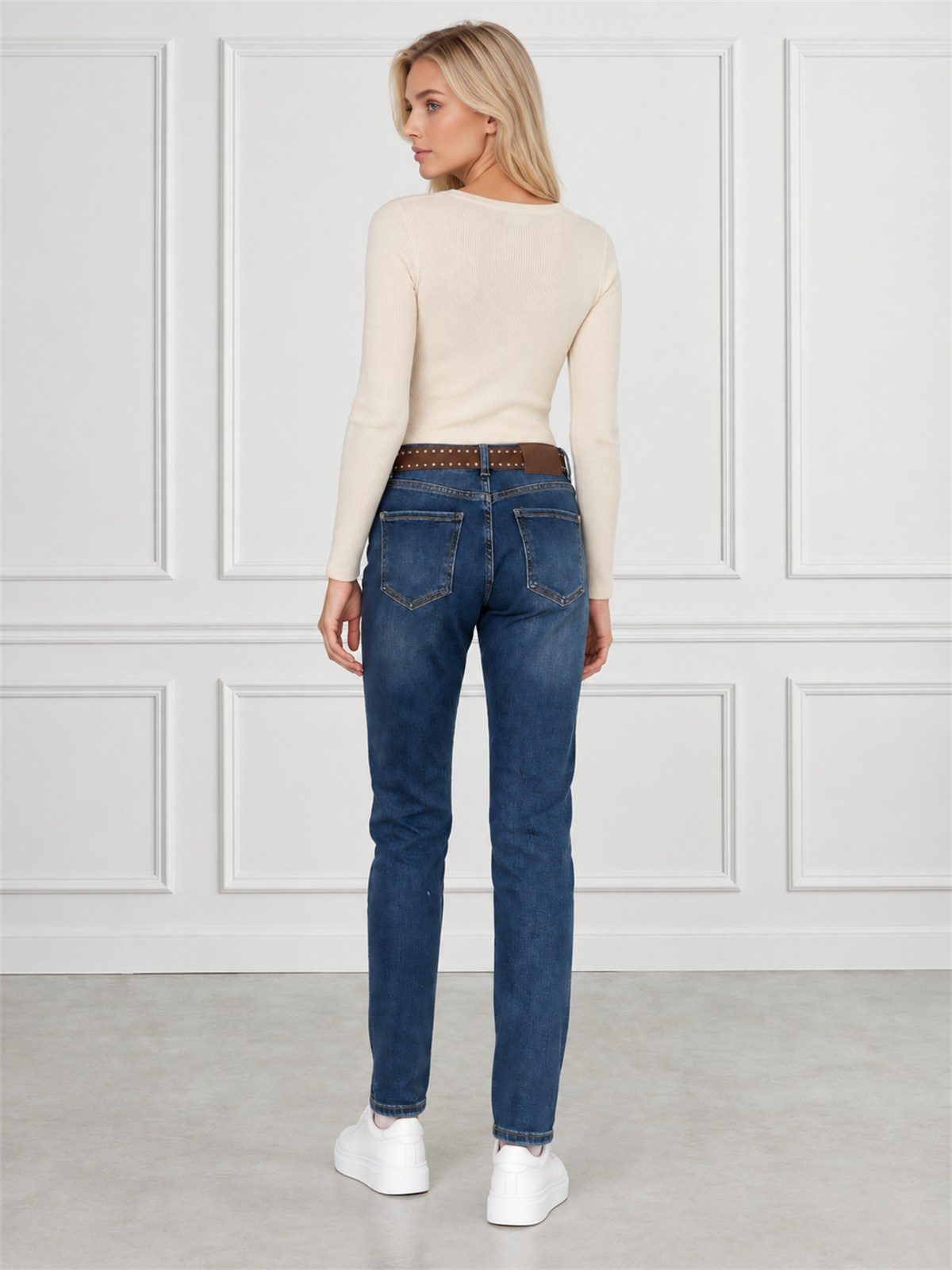 Spodnie jeans M.Sara prosta wąska nogawka C.Nebieskie - J262002
