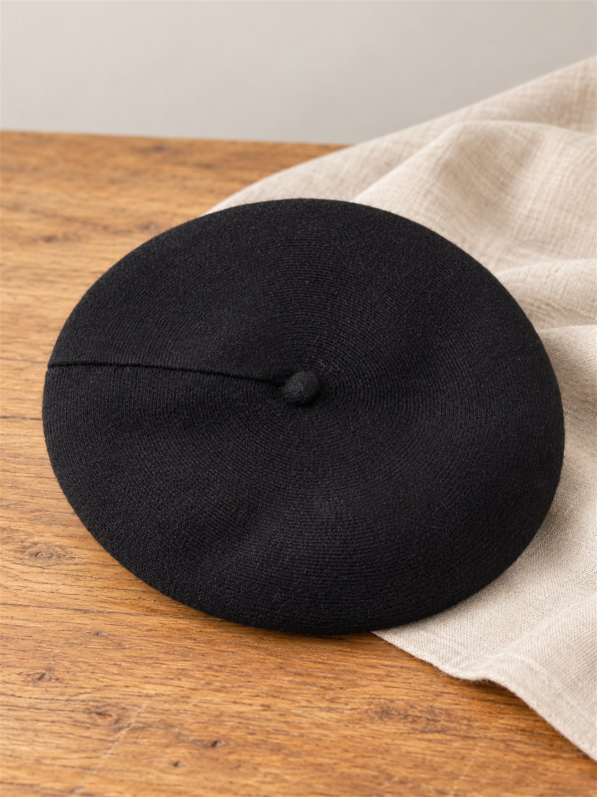 Damski beret Czapka wiskozowa ciepły miękki Czarny - J262131