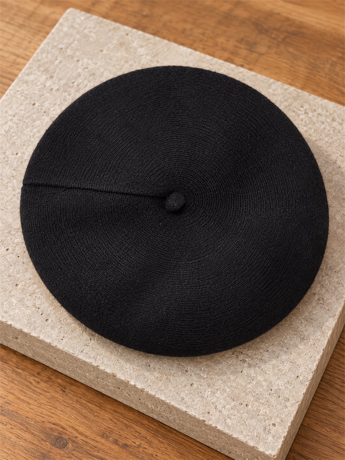 Damski beret Czapka wiskozowa ciepły miękki Czarny - J262131