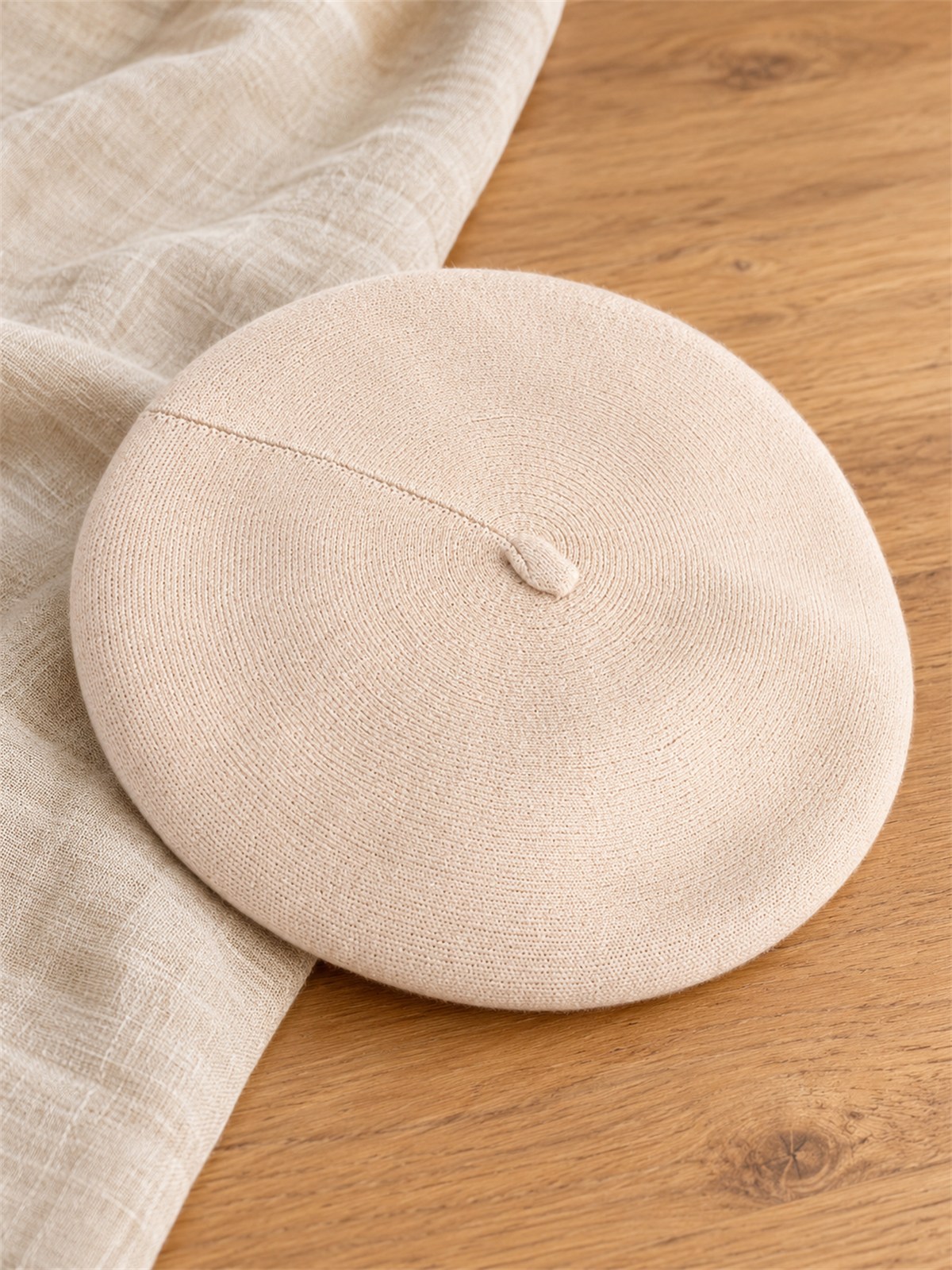 Damski beret Czapka wiskozowa ciepły miękki Beżowy - J262131