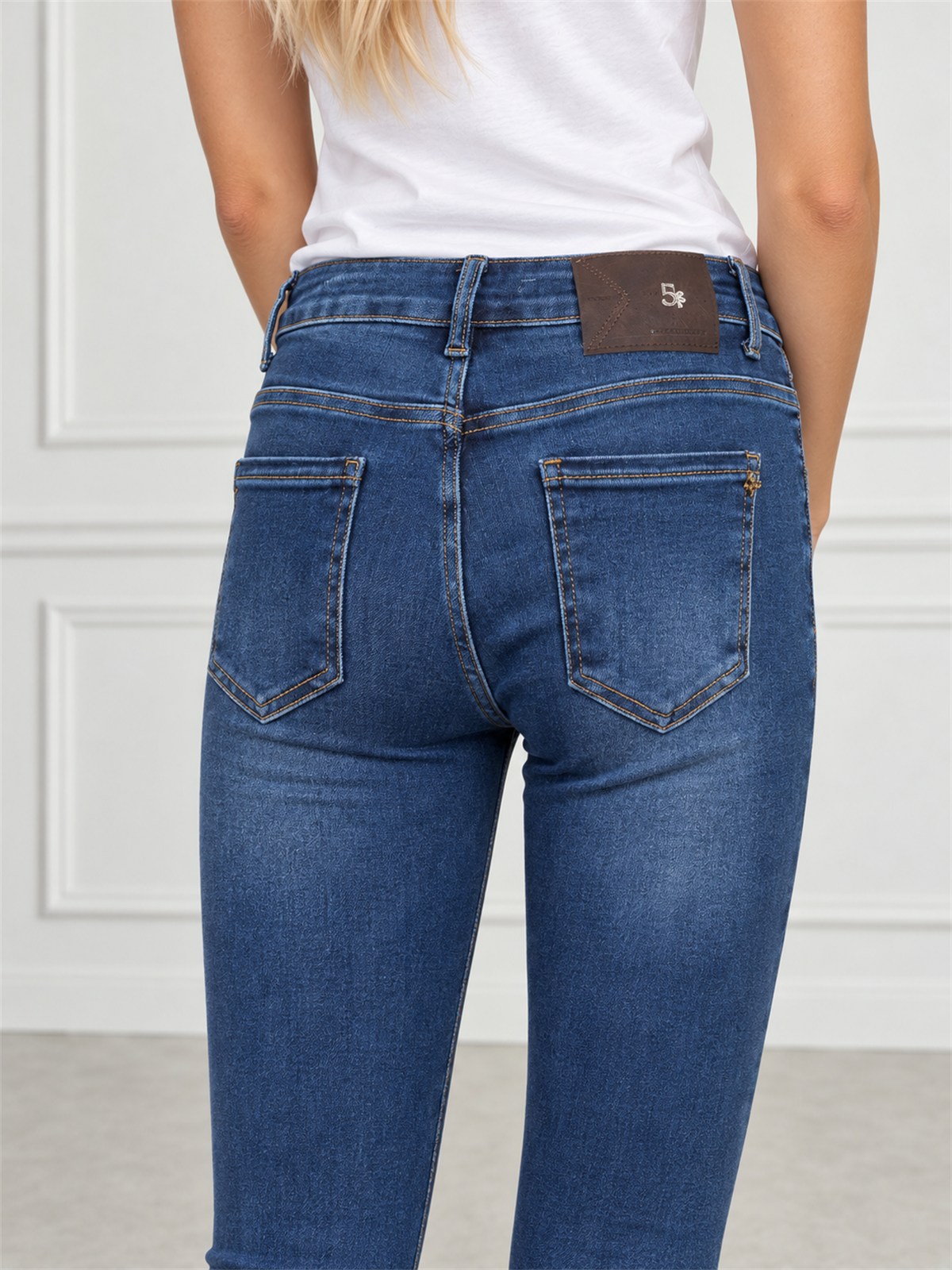 Spodnie jeans rurki damskie M.Sara Push Up wyszczuplające Niebieskie - J262281