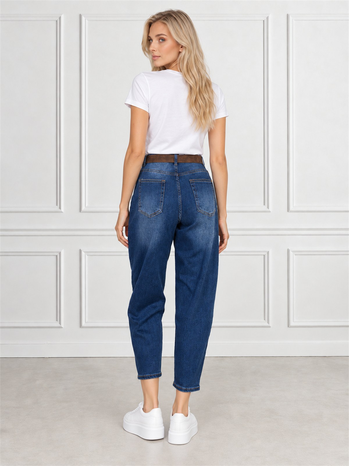 Spodnie jeans damskie M.Sara Balloon Niebieskie - J262335