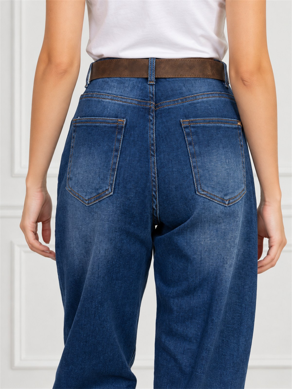 Spodnie jeans damskie M.Sara Balloon Niebieskie - J262335
